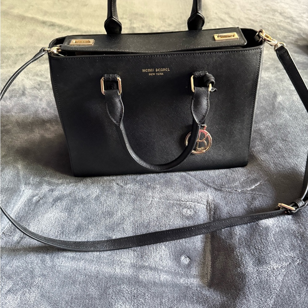 Henri Bendel west 57th sm turnlock satchel Black Leather Tote Bag